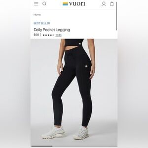 NWT Vuori Daily Pocket Legging - Retails $98